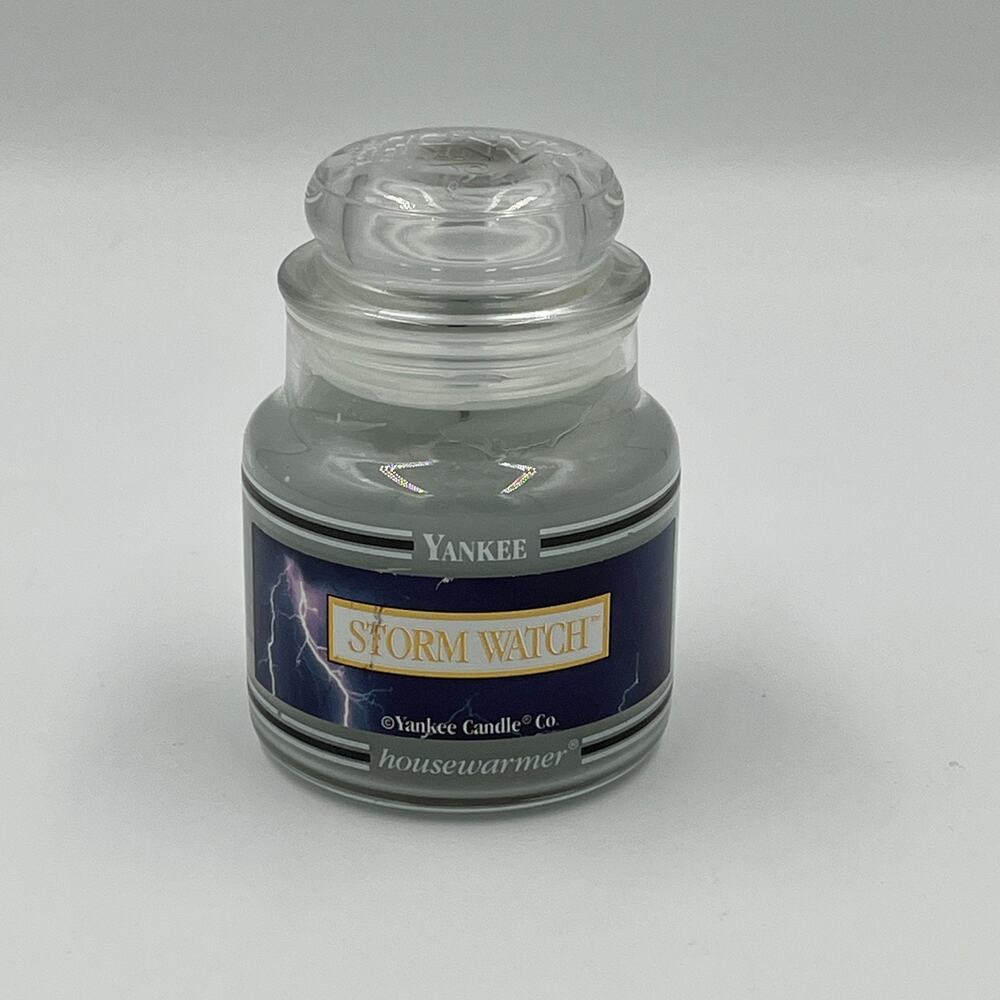 YANKEE CANDLE 3.7 oz Jar Retired STORM WATCH Black Band